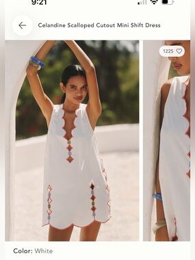 Celandine Scalloped Cutout Mini Shift Dress / Swim cover up NWT Anthropologie
